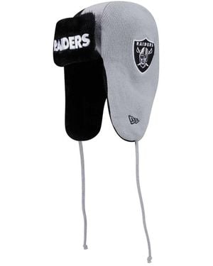 KTZ Las Vegas Raiders Helmet Head Trapper Knit Hat - Black