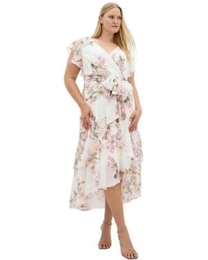City Chic Plus Size Demure Floral Maxi Dress - Pink