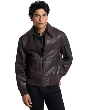 Ted Baker Teddy Genuine Leather Bomber Jacket - Black