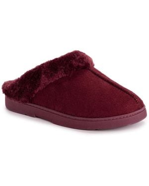 Muk Luks Faux Suede Clog Slippers - Red