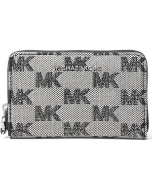 Michael Kors Michael Silver-tone Hardware Compact Card Case Wallet - Gray