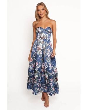 Petal & Pup Darina Strapless Midi Dress - Blue