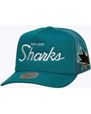 Mitchell & Ness San Jose Sharks Head Coach Trucker Adjustable Hat - Green