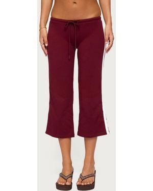 Edikted Milene Contrast Terry Capri Pants - Red