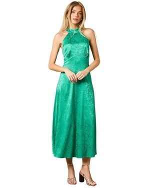 Oasis Bias Halterneck Midi Dress - Green