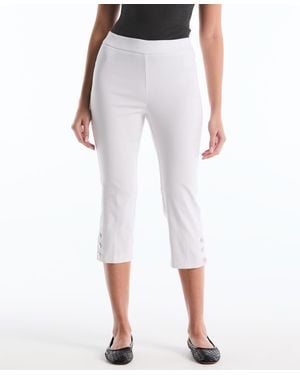 Rafaella Petite Button Detail Capri Pants - White