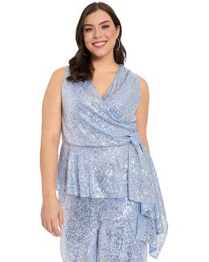 Muse Plus Size Sleeveless V-neck Top - Blue