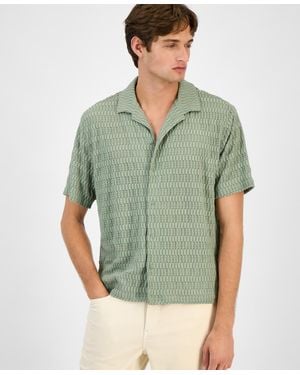 Sun & Stone Sun + Stone Andre Knit Tonal Stripe Camp Shirt - Green
