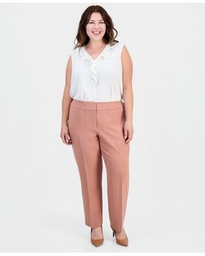 Kasper Plus Size Mid Rise Straight-leg Pants - White