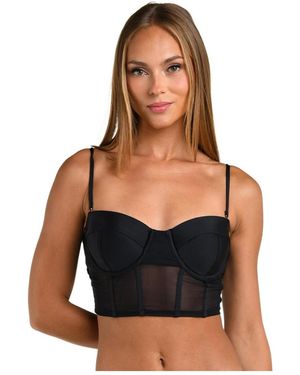 Sunshine 79 Midkini W Corset Binding Over Mesh And Hook Back - Black