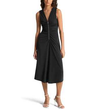 Michael Kors Michael Sleeveless Center Front Zipper Midi Dress - Black