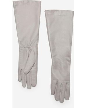 Mango Leather Long Gloves - White