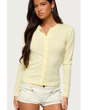 Edikted Maeva Button Up Pointelle Top - Natural