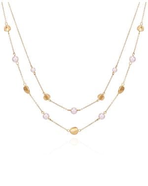 Tahari Tone Imitation Pearl Layered Necklace - Metallic
