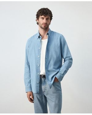 Mango Regular-fit Long-sleeve Denim Shirt - Blue