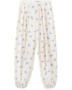 Mango Floral-print Harem Pants - White