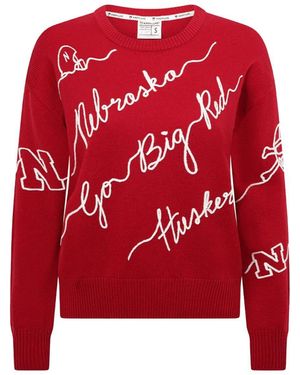 KADYLUXE Nebraska Huskers Love Note Embroidered Pullover Sweater