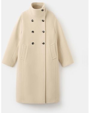 Mango Wool-blend Funnel-neck Coat - Natural