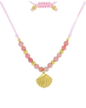 Roxy Waterproof Yellow Seashell Labradorite Adjustable Necklace - Metallic