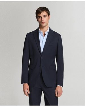 Mango Turin Wool Suit Blazer - Blue