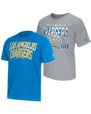 Starter Powder Blue/heather Gray Los Angeles Chargers Logo T-shirt