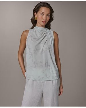Donna Karan Sleeveless Cowl Neck Blouse - Gray