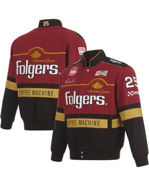 JH Design Maroon/black Tim Richmond Folgers Twill Uniform Full-snap Jacket - Red