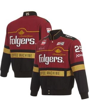 JH Design Maroon/black Tim Richmond Folgers Twill Uniform Full-snap Jacket - Red