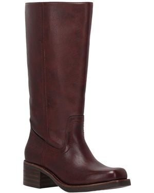 FRYE and CO Miranda Leather Stacked Heel Boots - Brown