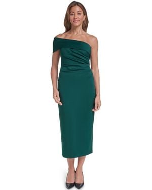 Eliza J Off-the-shoulder Side-tuck Long Dress - Green