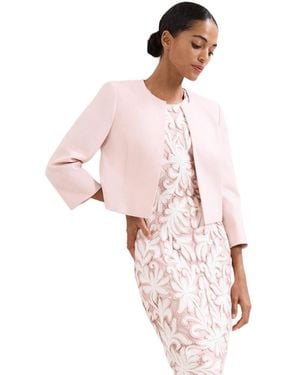 Phase Eight Elizabeth Cropped Round Neck Jacket - Pink