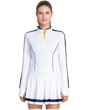 Lucky in Love Fast Motion Crewneck Long-sleeve Dress - White