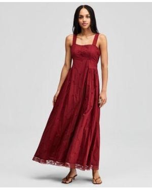 And Now This Now This Cotton Square Neck Maxi Dress Macys Exclusive - Red