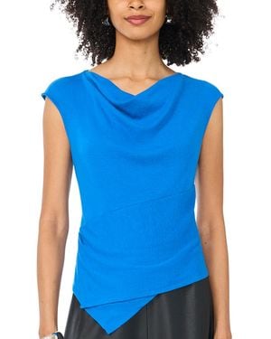 Vince Camuto Draped Tie Front Cowl Neck Sleeveless Top - Blue