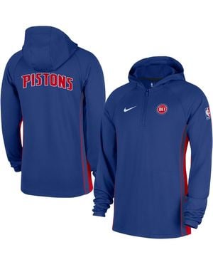 Nike Detroit Pistons Authentic On Court Zone Quarter-zip Dri-fit Hoodie Jacket - Blue