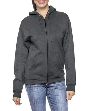 Galaxy By Harvic Fleece-lined Loose-fit Full-zip Sweater Hoodie - Gray