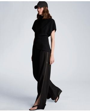 Kenneth Cole High-rise Wide-leg Boyfriend Pants - Black