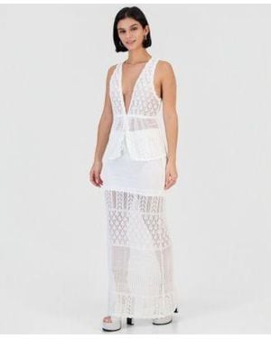Guess Vivianne Crochet Top Maxi Skirt - White