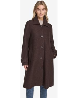 Andrew Marc Jupiter Wool Blend Balmacaan Coat - Brown