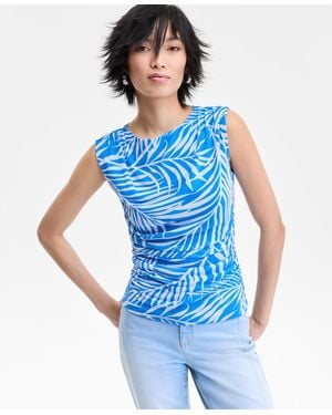 INC International Concepts Printed Mesh Tank Top P Xs Xxl Exclusively At Macys - Blue