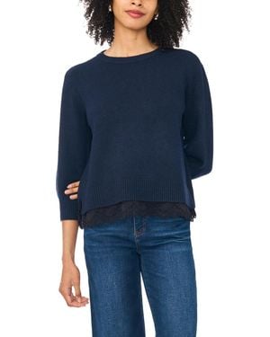 Vince Camuto Chenille Embroidery 3/4-length Sleeve Sweater - Blue