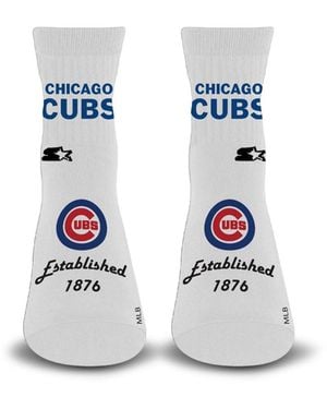 Starter And Chicago Cubs Established Stencil Quarter Socks - White