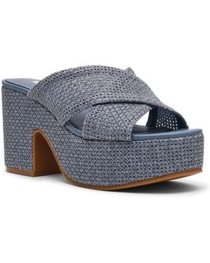 Steve Madden Truthful Crossband Platform Sandals - Blue
