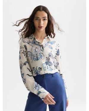 Scotch & Soda Printed Relaxed Fit Tops And Tees - White