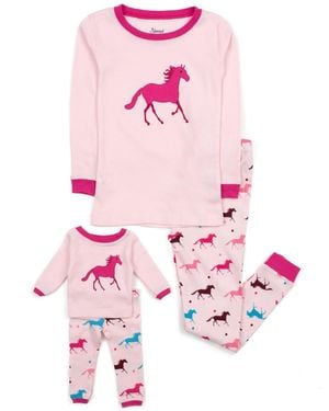 Leveret Girls & Doll Matching 100% Cotton Long Sleeve Animal Print Pajamas - Pink