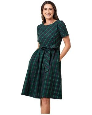 Hope & Henry Organic Short Sleeve Holiday Dress - Blue