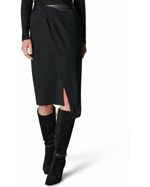 Donna Karan Mixed-media Wrap Midi Skirt - Black