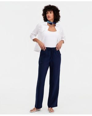 Charter Club 100% Linen Drawstring-waist Pants - Blue