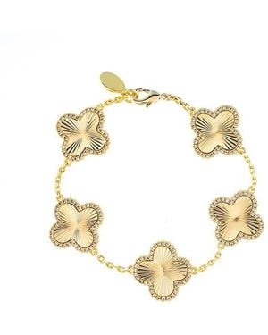 Rivka Friedman 18k Gold Plated Five Station Flower Bracelet - Black