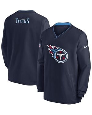 Nike Tennessee Titans 2023/24 Sideline Repel V-neck Long Sleeve Pullover Windshirt - Blue